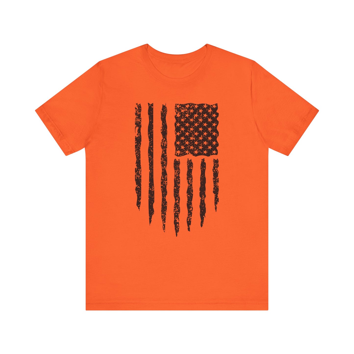 Distressed American Flag in Black - Short Sleeve T-Shirt XS-5XL