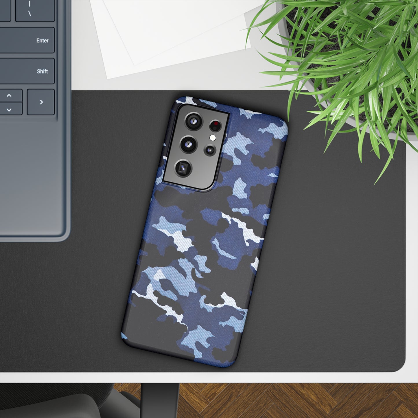 Deep Sea Concealment: Navy Blue Camouflage Samsung Slim Cases