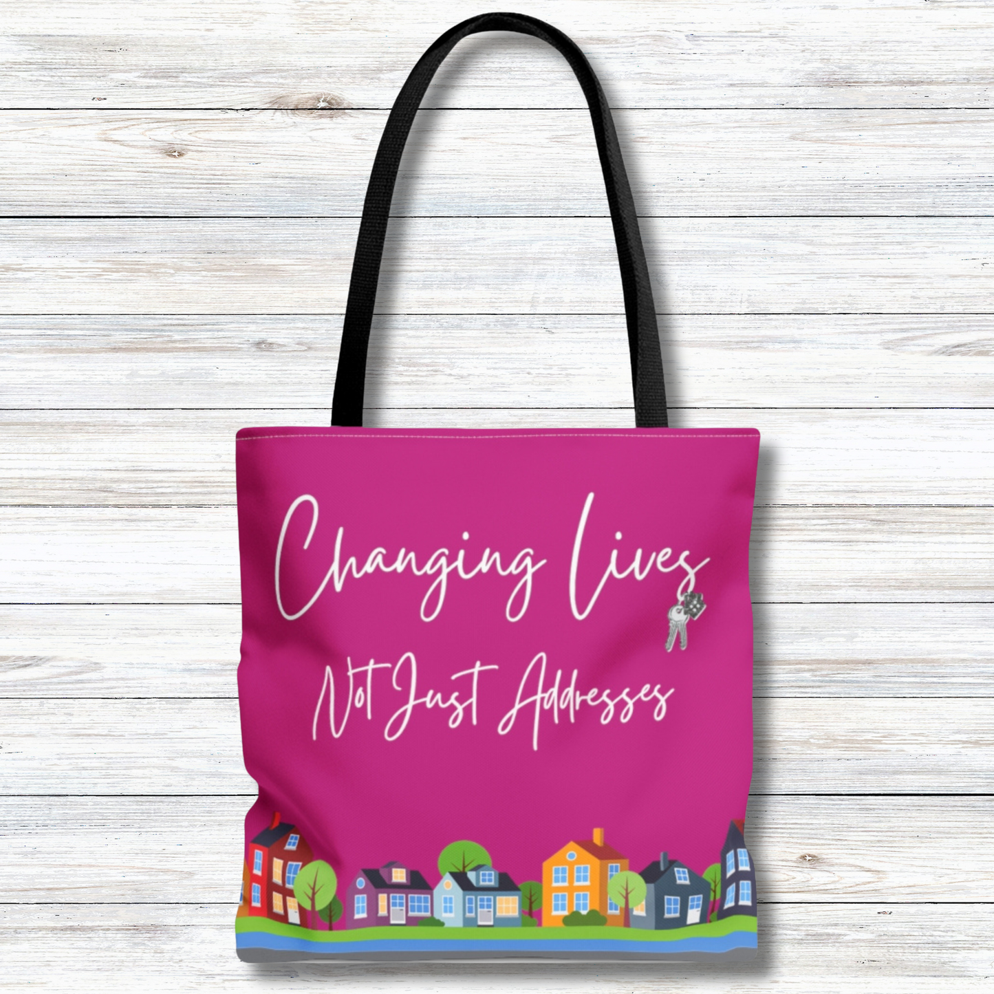 Changing Lives Not Just Addresses White Writing - Canvas Tote 3 Sizes