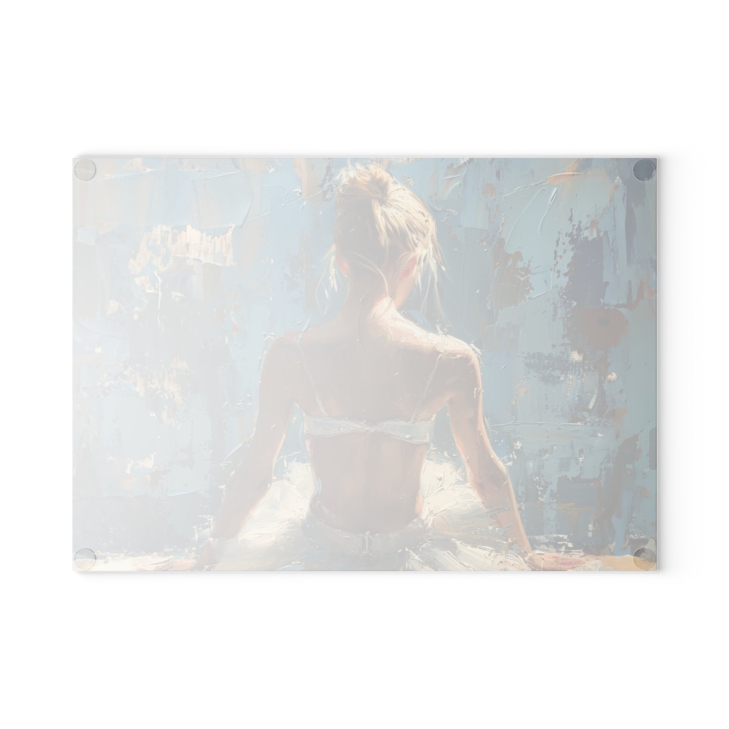 Ballerina Sitting in the Sunlight With Her Back Turned Print Glass Cutting Board 2 Sizes