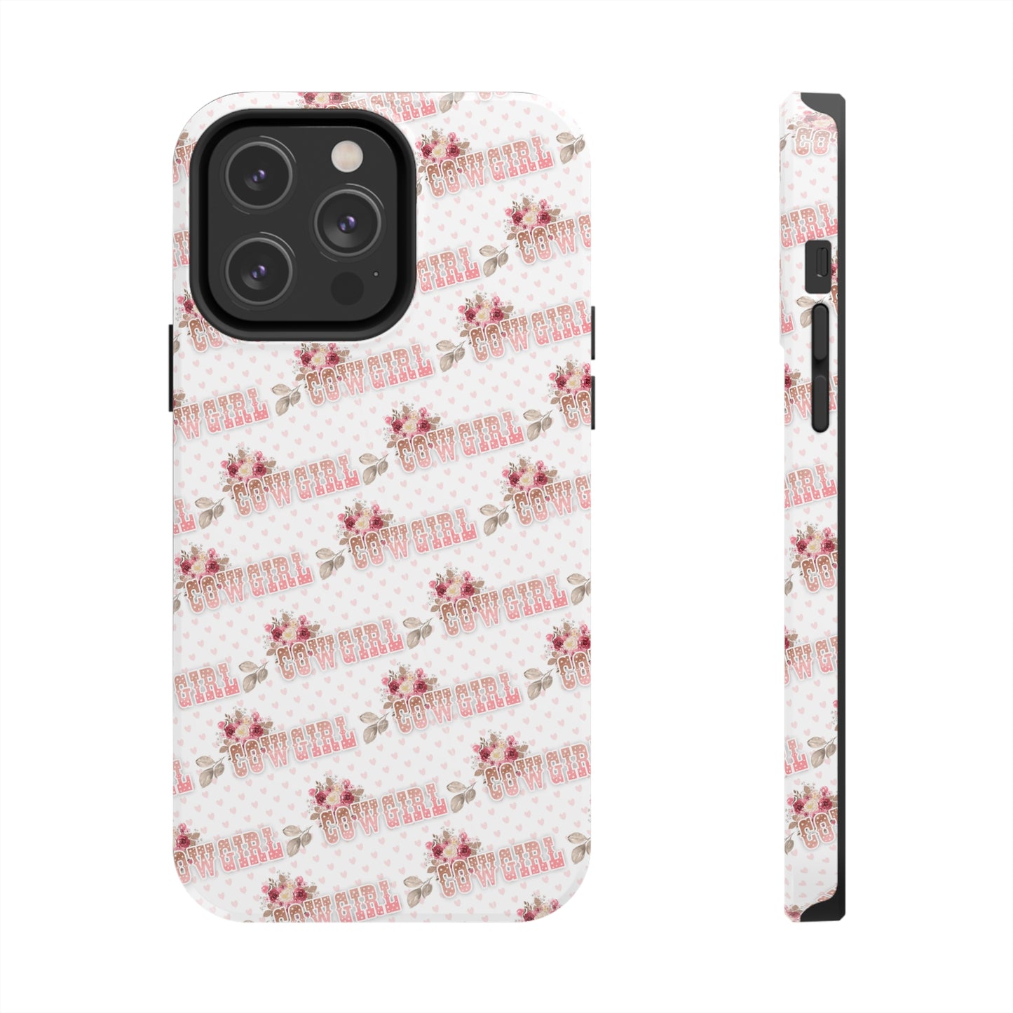 Pink Cowgirl and Flowers Iphone Tough Phone Case