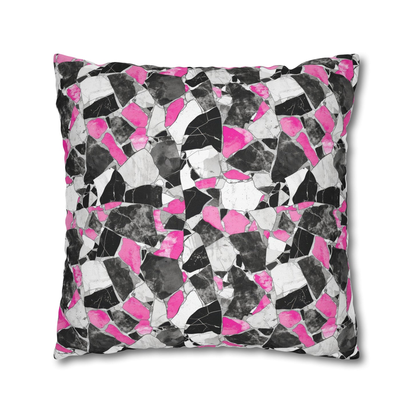 Chic Pink and Gray Mosaic Design Spun Polyester Square Pillowcase 4 Sizes