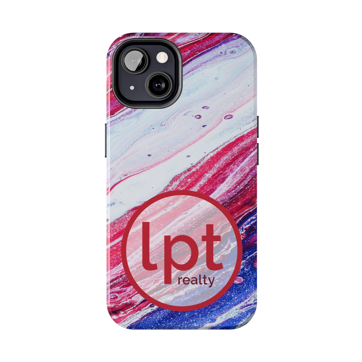 LPT Realty Logo -  Red White and Blue Alcohol Ink Design Iphone Tough Phone Case