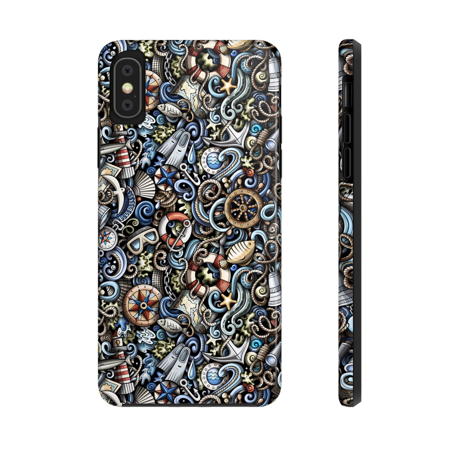 Nautical Ocean Navigation and Sealife Cartoon Design Iphone Tough Phone Case