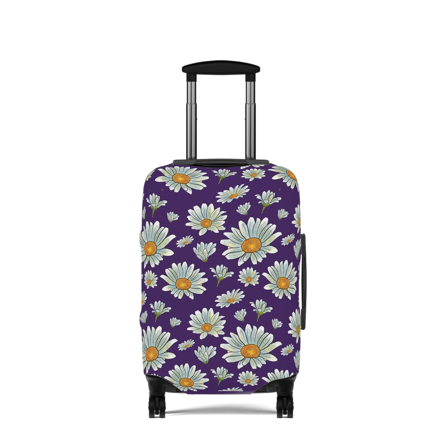 Large Watercolor Summer Daisies Blooming Against a Bold Purple Background  - Luggage Protector and Cover 3 Sizes