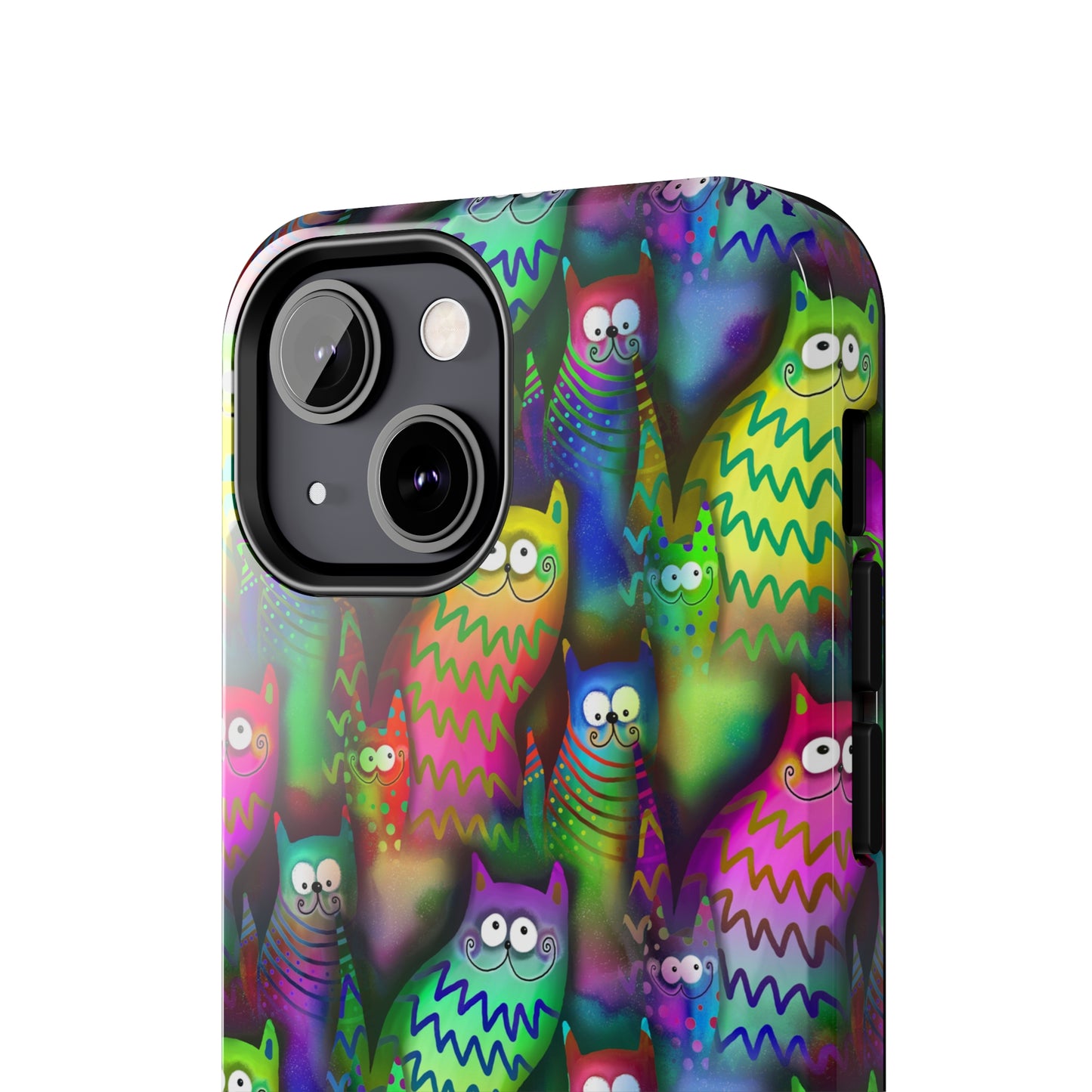 Neon Rainbow Cartoon Cats Iphone Tough Phone Case