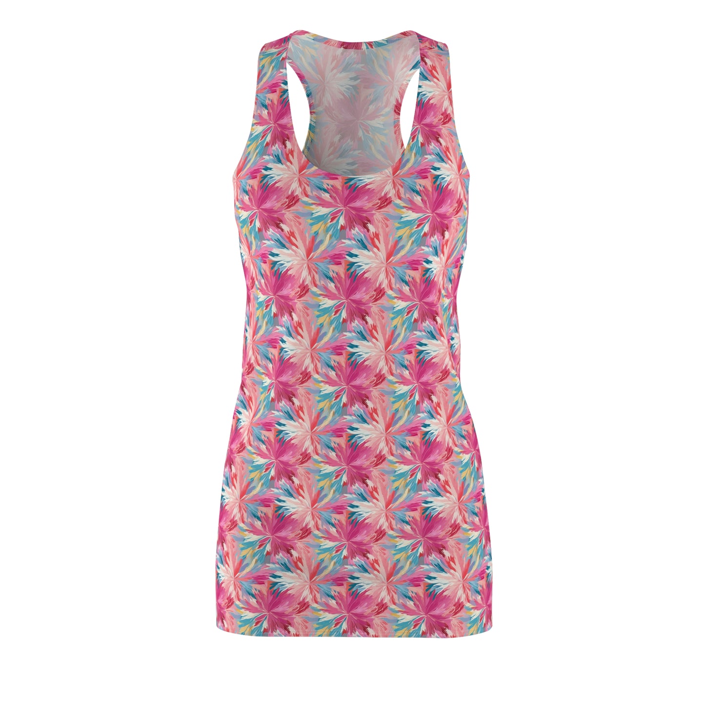 Pastel Whispers: Muted Watercolor Flowers in Pinks, Yellows, and Blues Women's Racerback Dress XS - 2XL