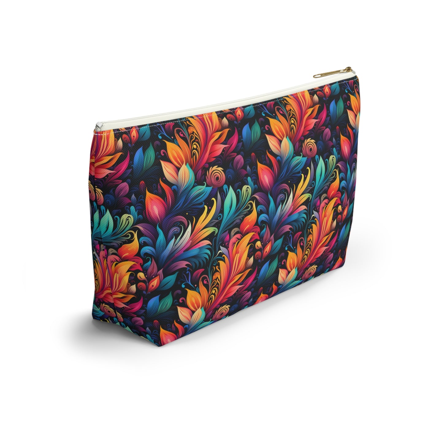 Mystical Neon Flowers and Leaves  - Makeup & Accessory Bag 2 Sizes