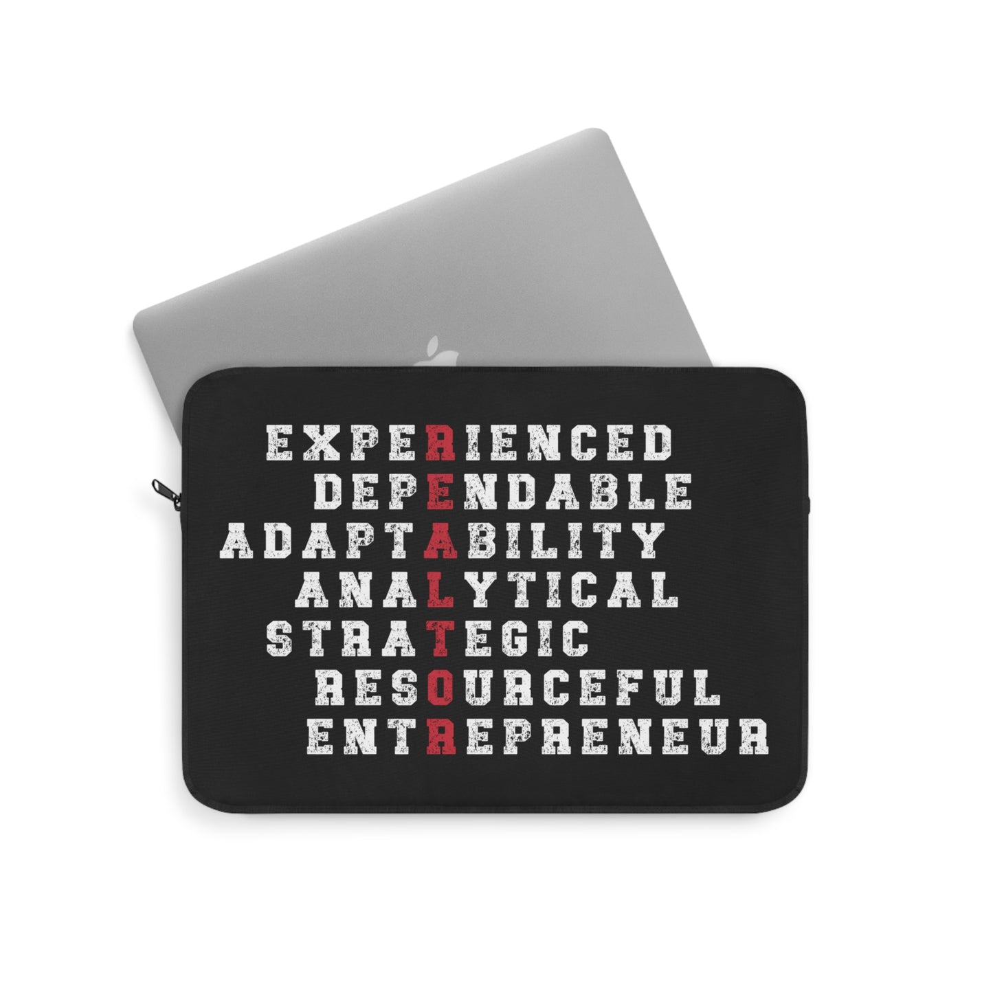 Realtor in Red, Experienced Dependable Adaptability Analytical Strategic Resourceful Entrepreneur Laptop or Ipad Protective Sleeve 3 Sizes