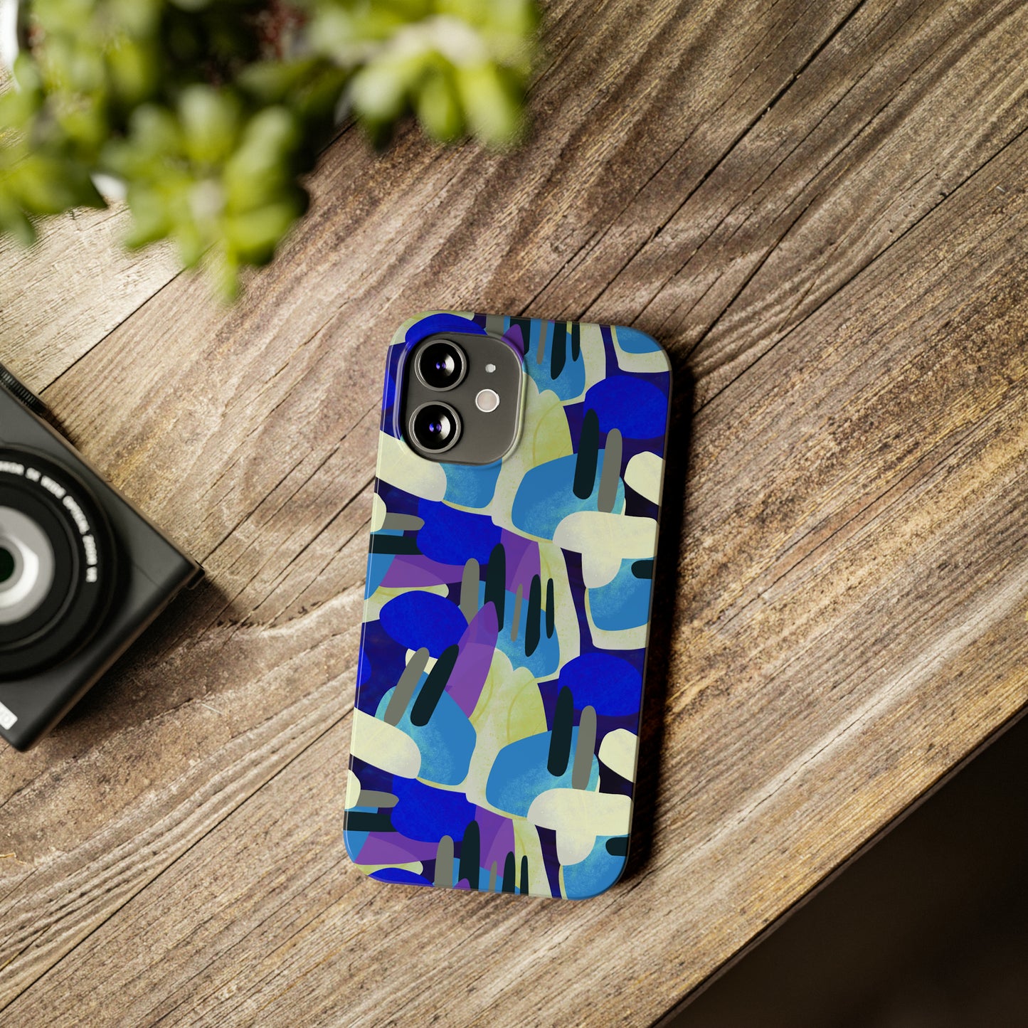 Blue, Purple and Green Abstract Design Iphone 15-12 Slim Phone Case