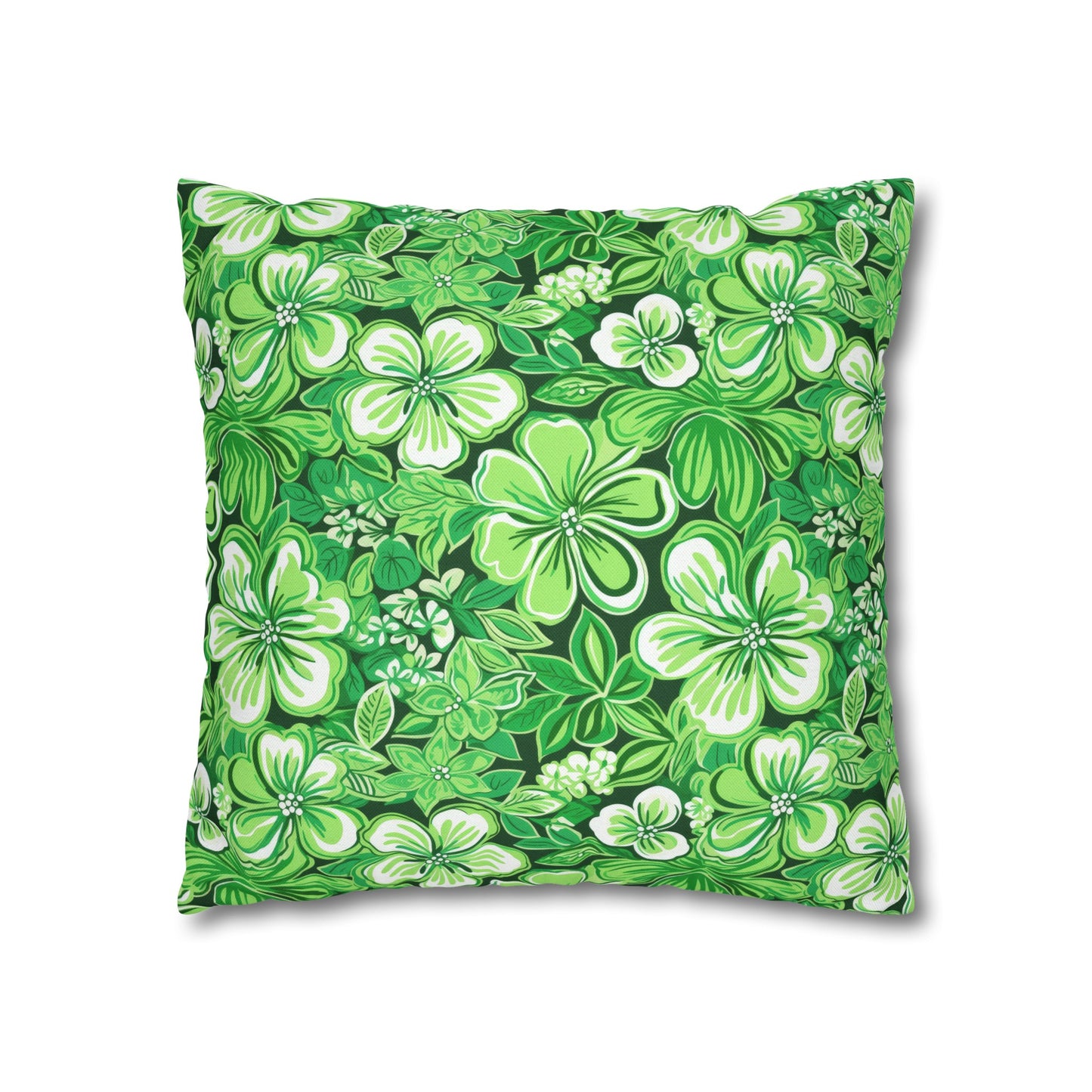 Emerald Essence: Floral Bloom Design in Green Hues Spun Polyester Square Pillowcase 4 Sizes