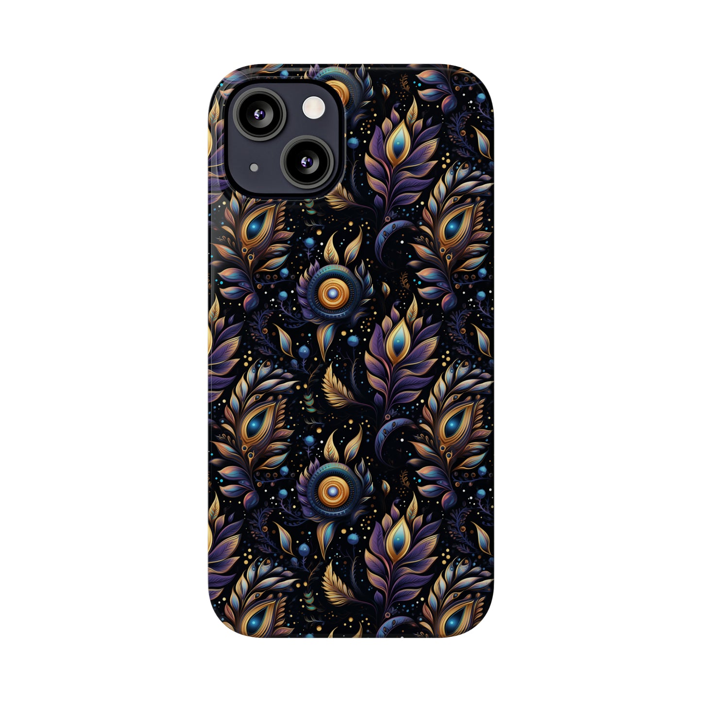 Mystical Enchanted Leaves and Celestial Stars Iphone 15-12 Slim Phone Case