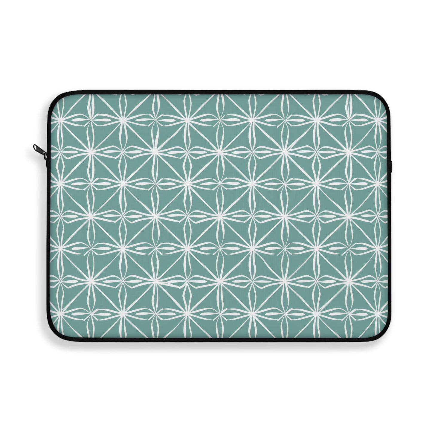 Elegant Minimalist Geometric Line Art in White and Teal Pattern Laptop or Ipad Protective Sleeve 3 Sizes Available