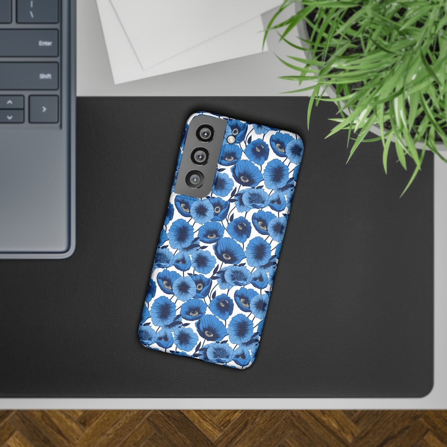 Vivid Blooms Bright Blue Poppies Design Samsung Slim Cases