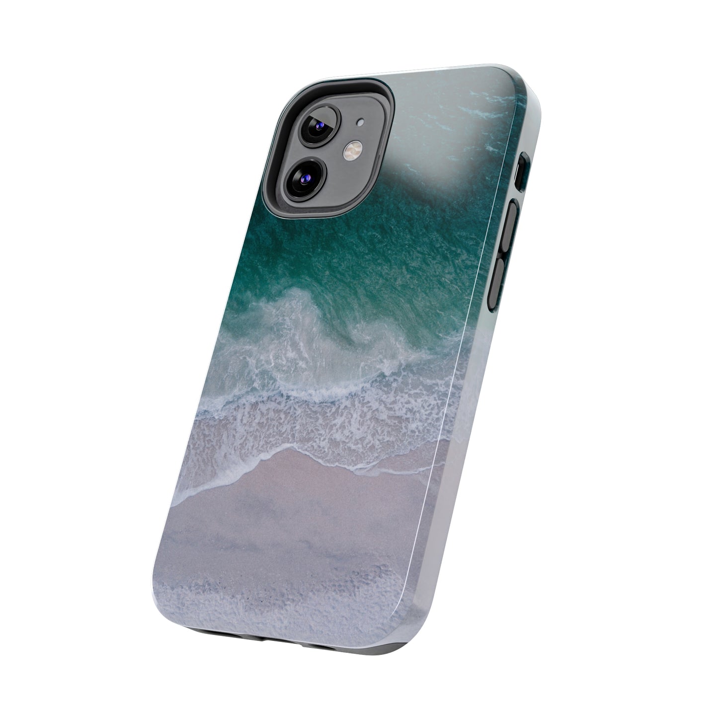 Ocean's Embrace: Deep Green Waters with White Waves Crashing onto the Beach Design Iphone Tough Phone Case