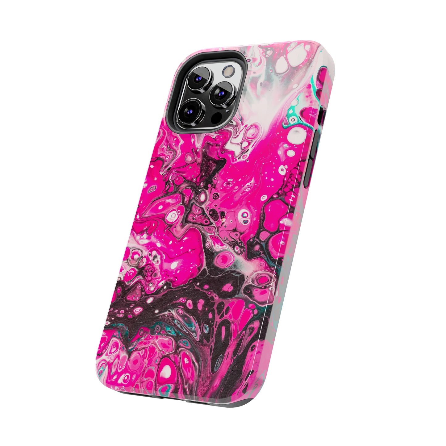 Pink, Black and White Alcohol Ink Design Iphone Tough Phone Case