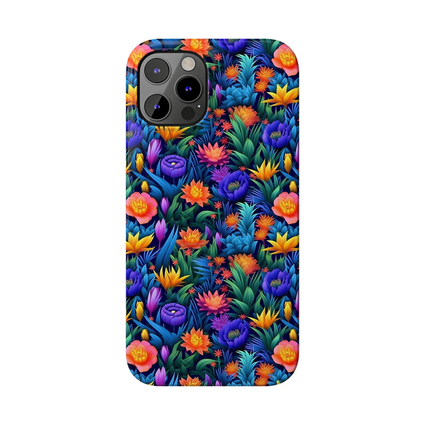 3D Tropical Bright Flowers Iphone 15-12 Slim Phone Case