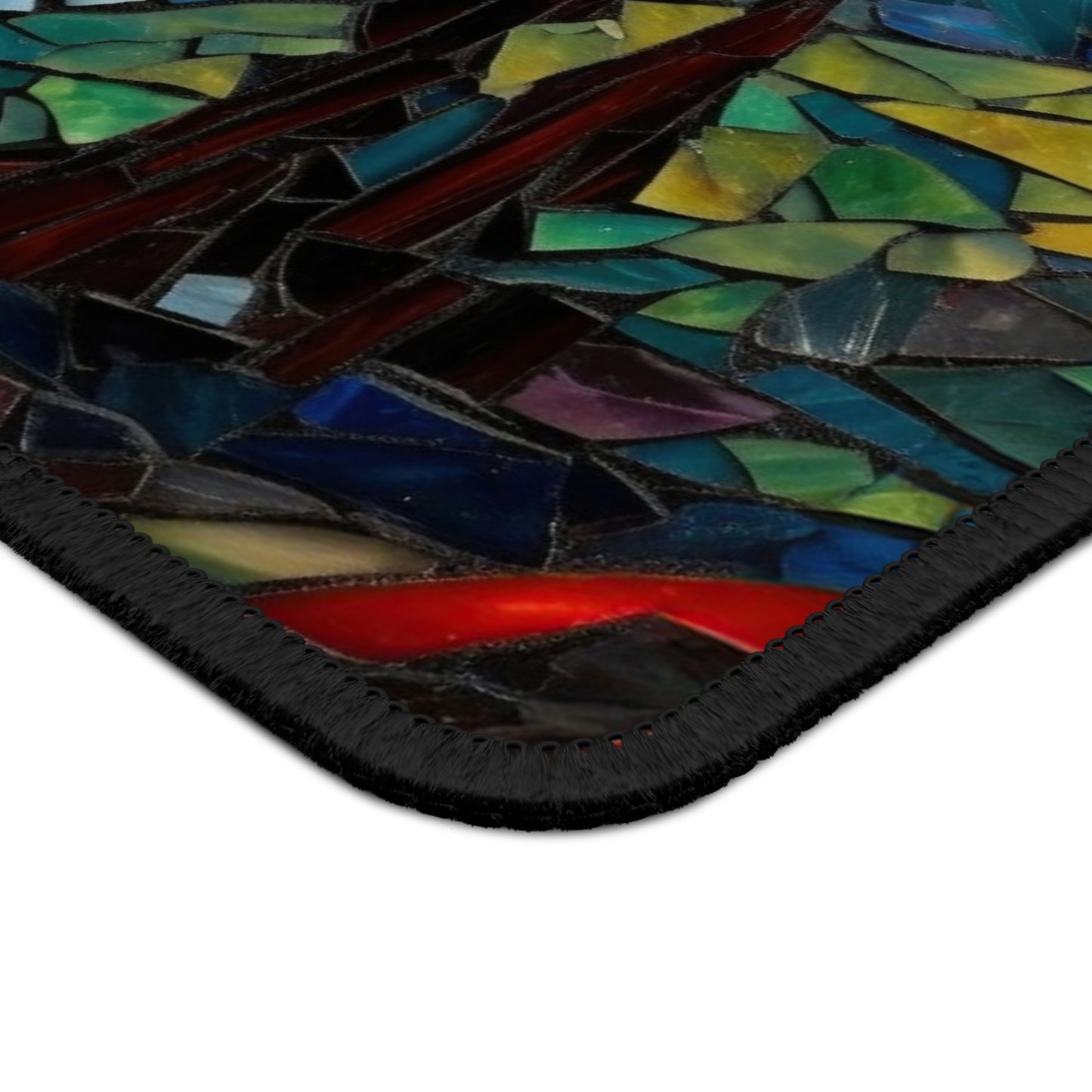 Starry Sky Nighttime Stain Glass Print Gaming Mouse Pad with Finished Edges