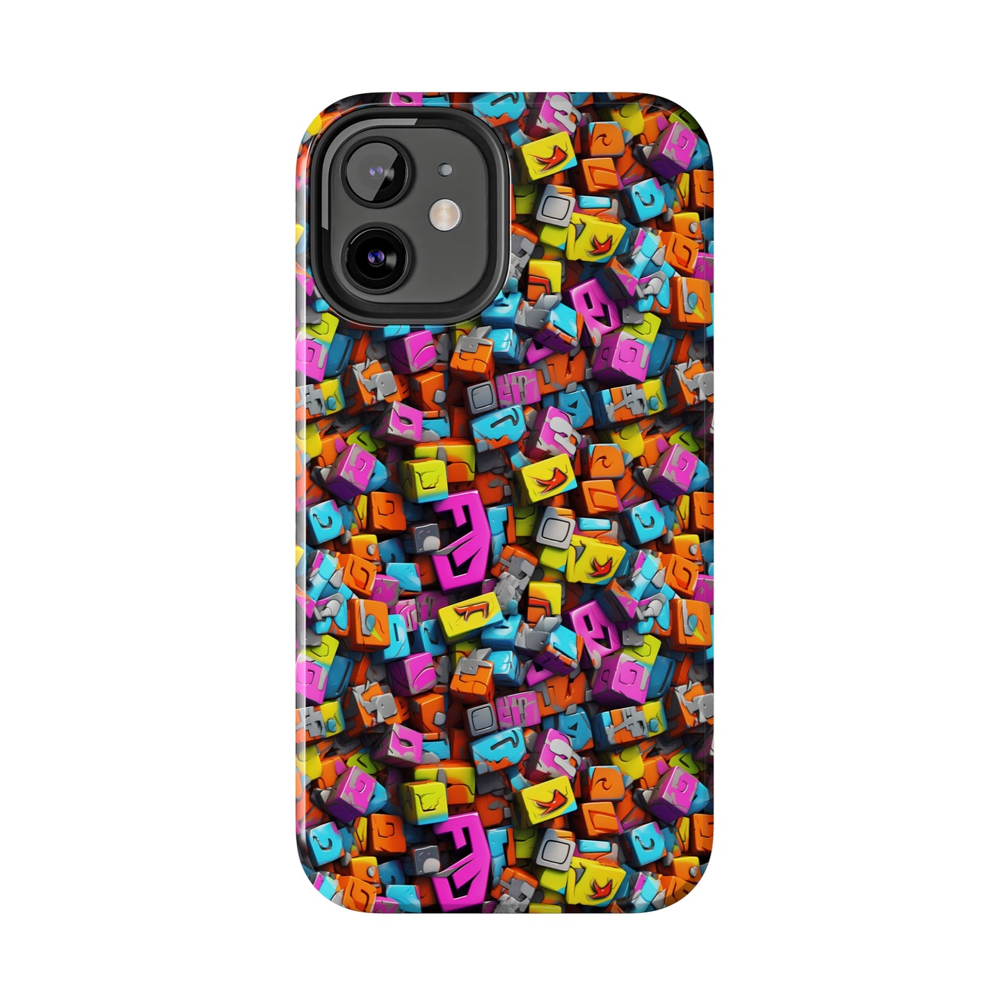 3D Abstract Colorful Block Design Iphone Tough Phone Case