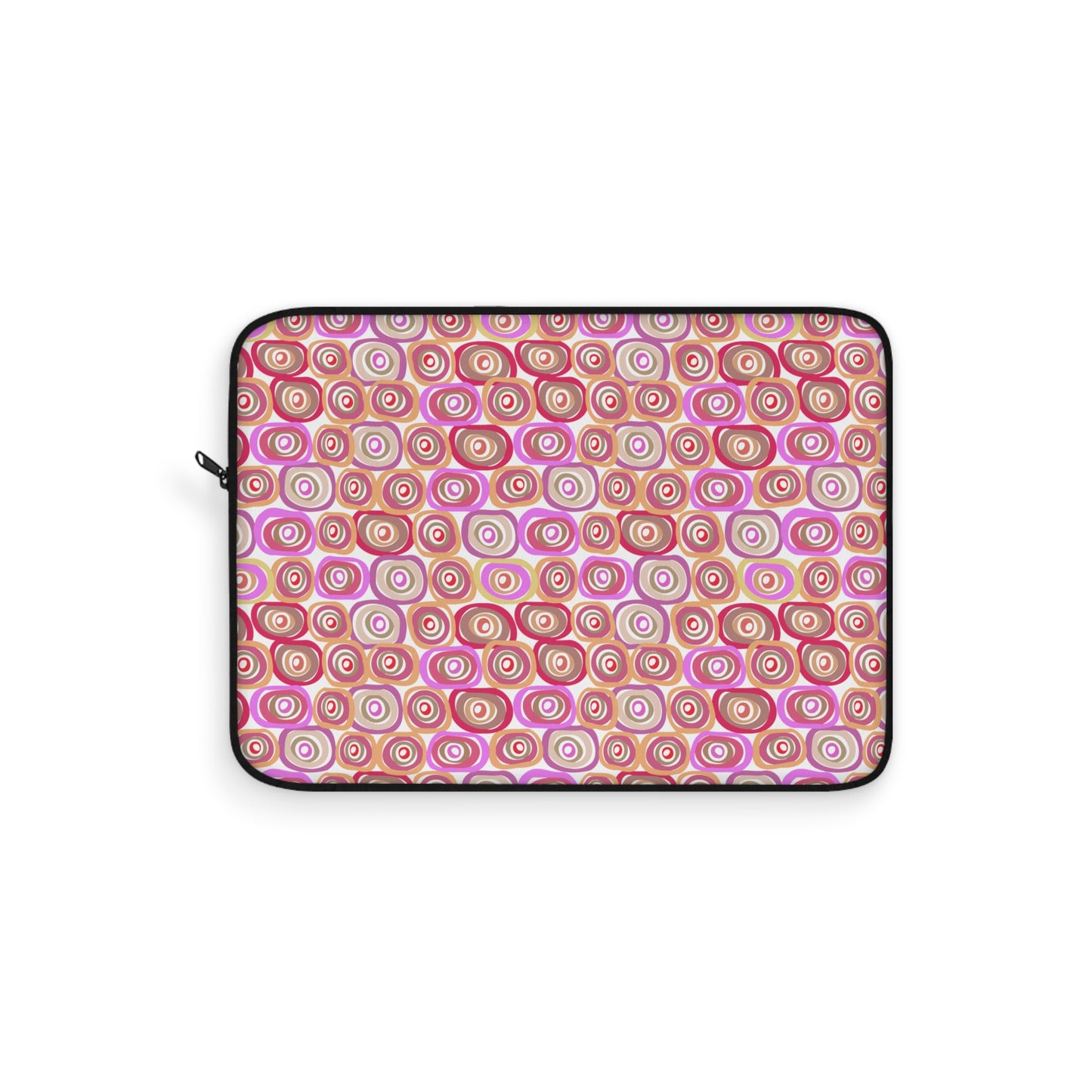 Modern Geometric Art Vibrant Pink, Orange and Tans Circles Pattern Laptop or Ipad Protective Sleeve 3 Sizes Available