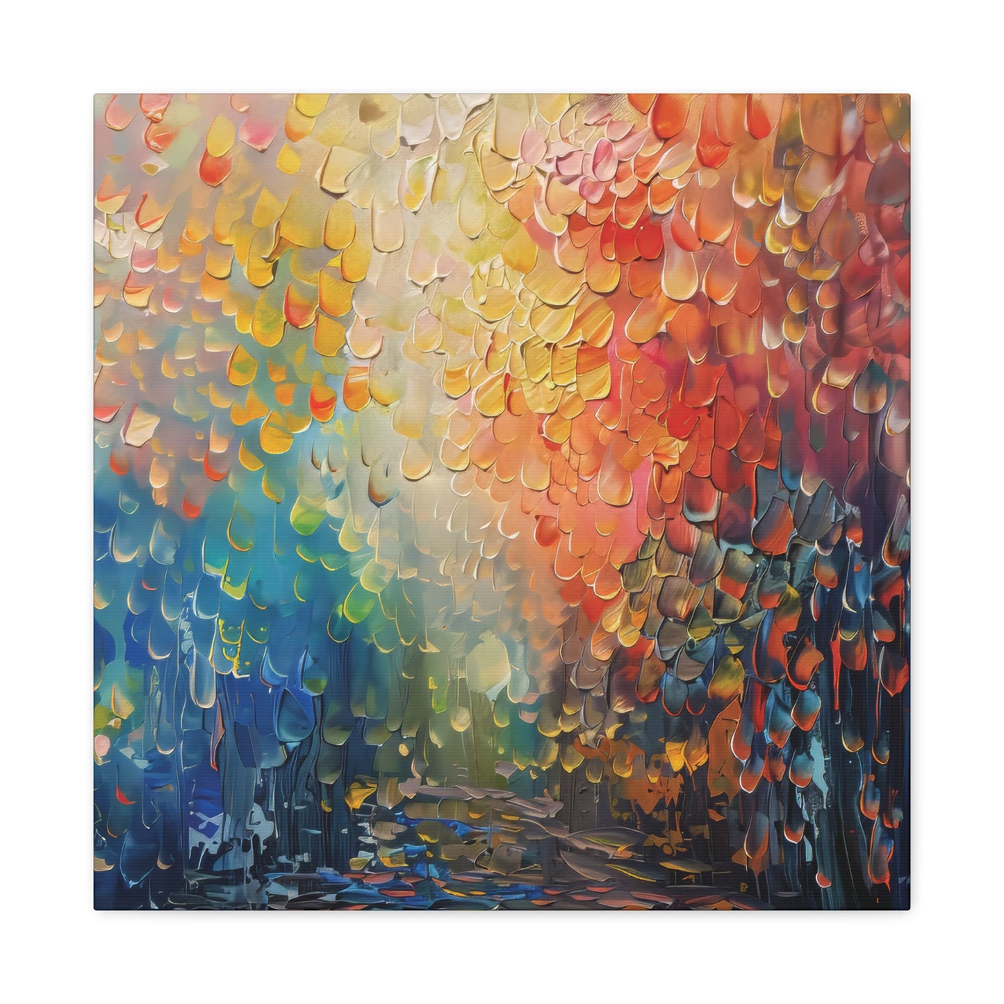 Vibrant Abstract Sun Setting Behind the Trees Print on Canvas Gallery Wraps  - 5 Sizes