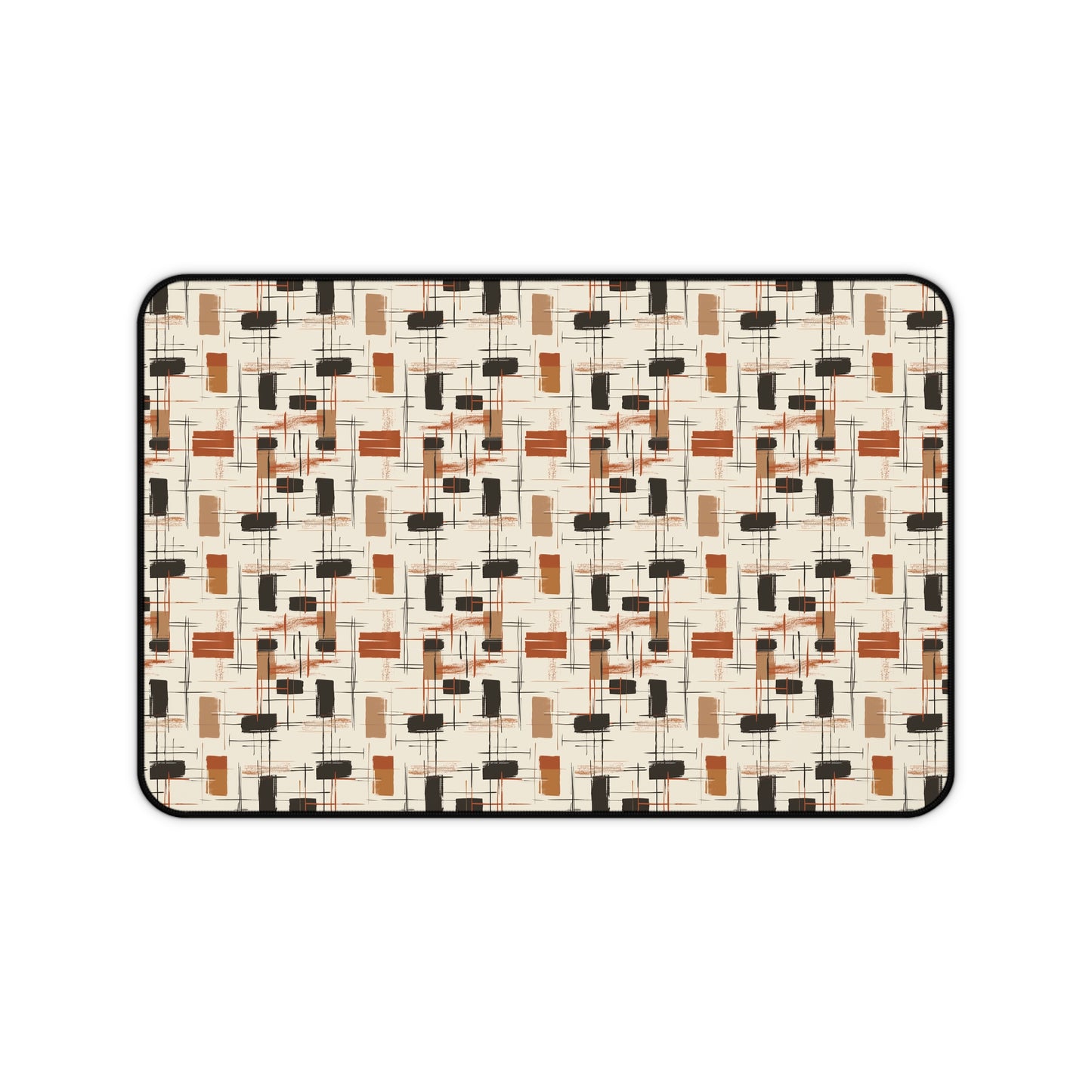 Modern Artistry in Bold and Minimalistic Pattern in a Palette of Black, Dark Orange, and Beige Extended Gaming Mouse Pad  Desk Mat  - 3 Sizes