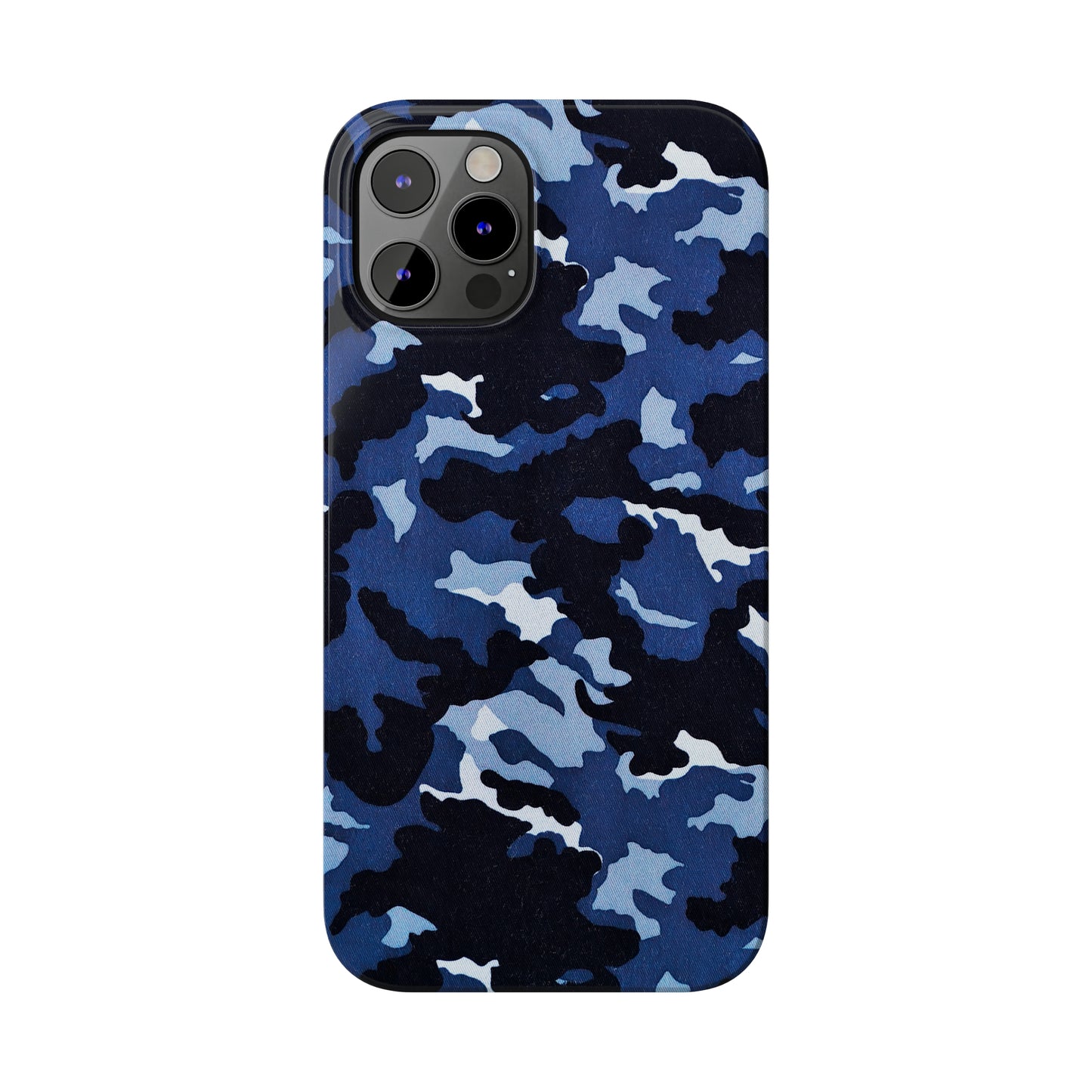 Deep Sea Concealment: Navy Blue Camouflage Iphone 15-12 Slim Phone Case