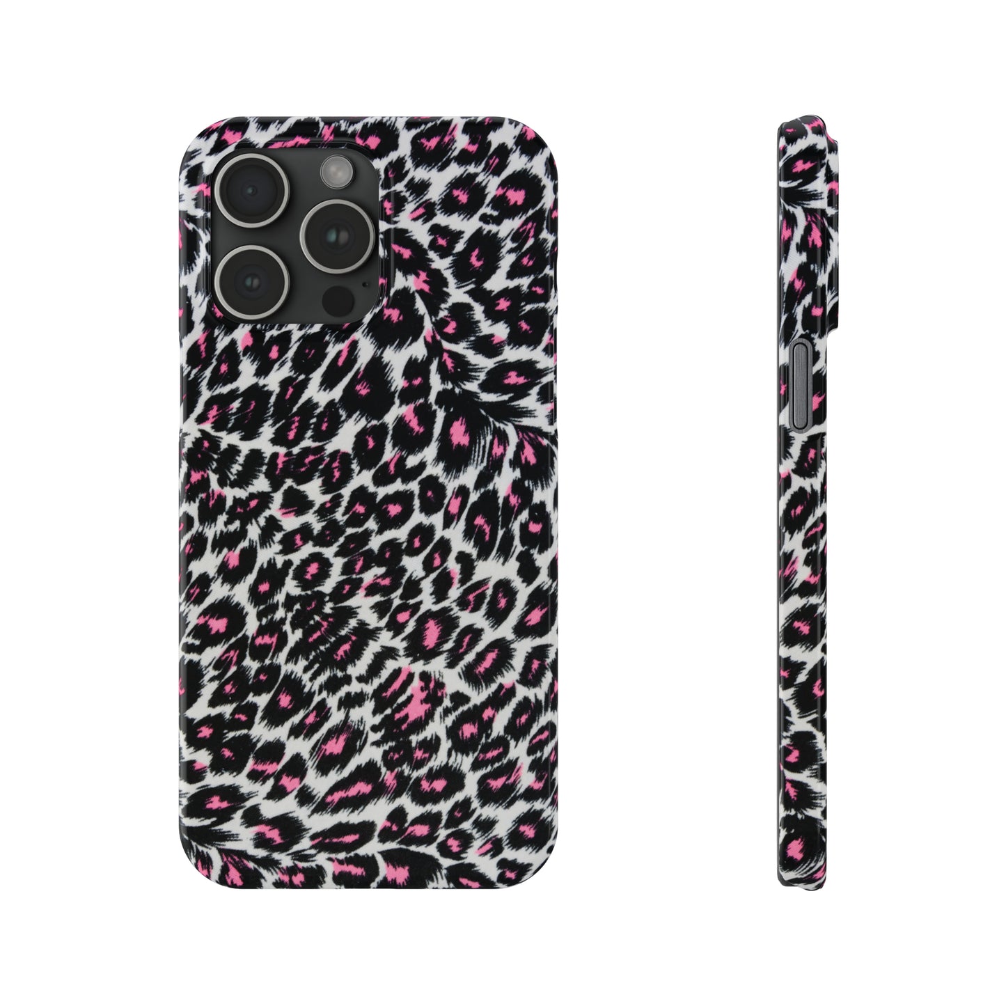 Fierce Femininity Pink and Black Leopard Print Iphone 15-12 Slim Phone Case