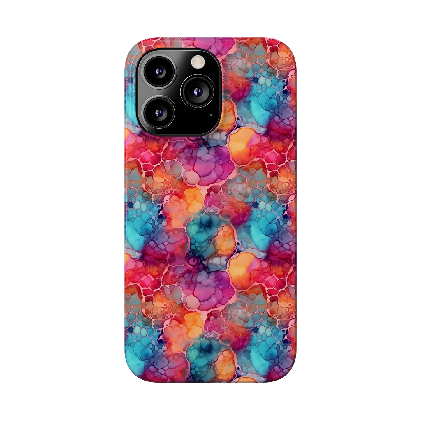 Rainbow Alcohol Ink Design Iphone 15-12 Slim Phone Case