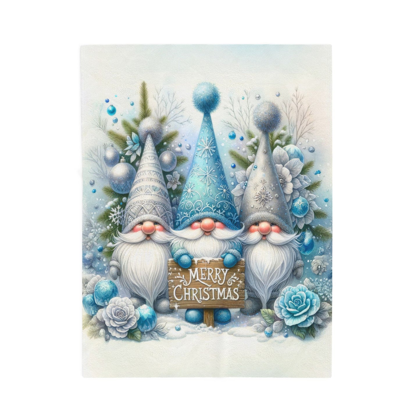 Gnomes Merry Christmas Velveteen Plush Blanket 3 Sizes