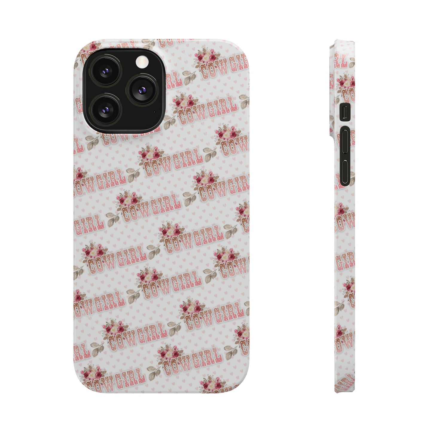 Pink Cowgirl and Flowers Iphone 15-12 Slim Phone Case