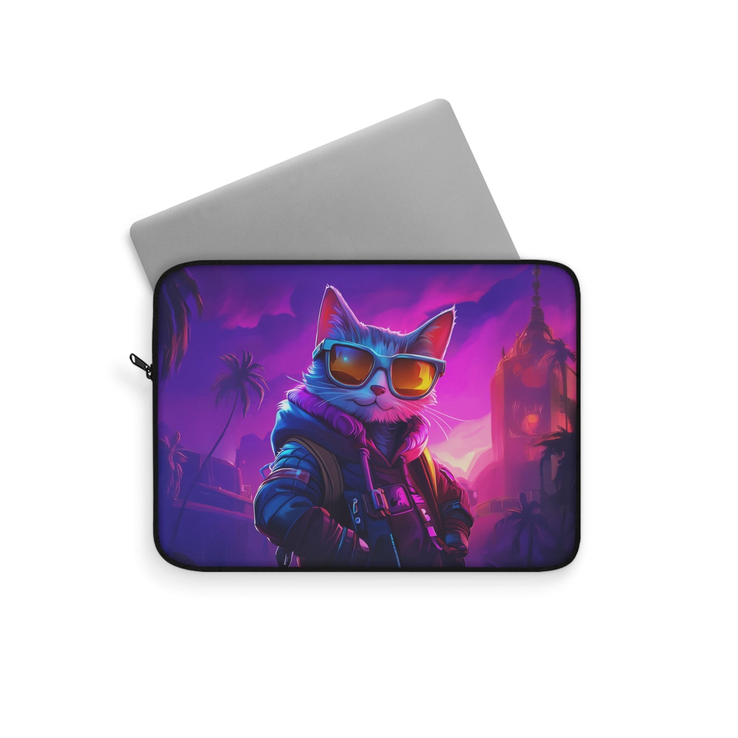 Sunset Cruiser Cat in Cool Shades Laptop or Ipad Protective Sleeve 3 Sizes Available