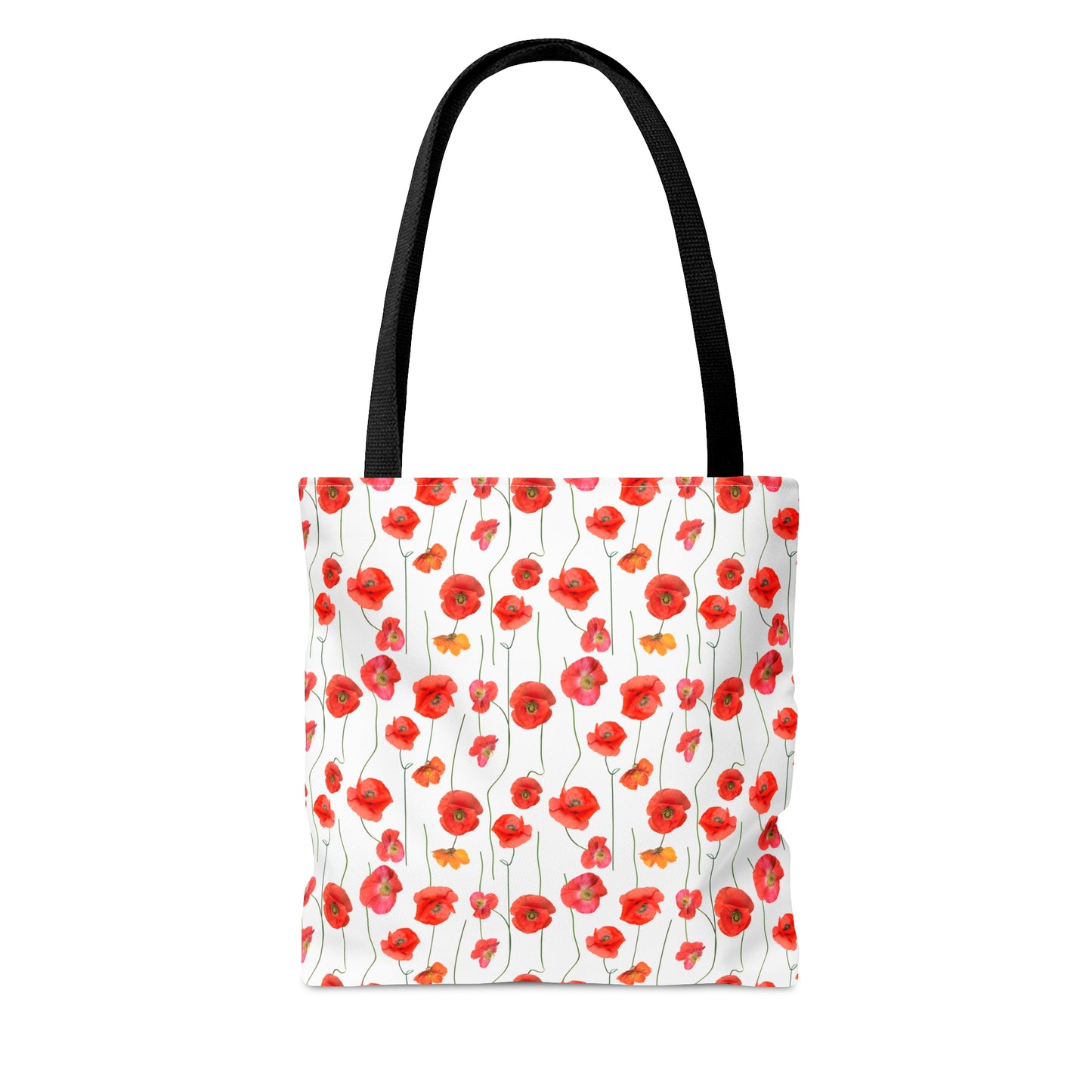 Vivid Elegance: Bright Red Poppies on a White Background - Canvas Tote 3 Sizes