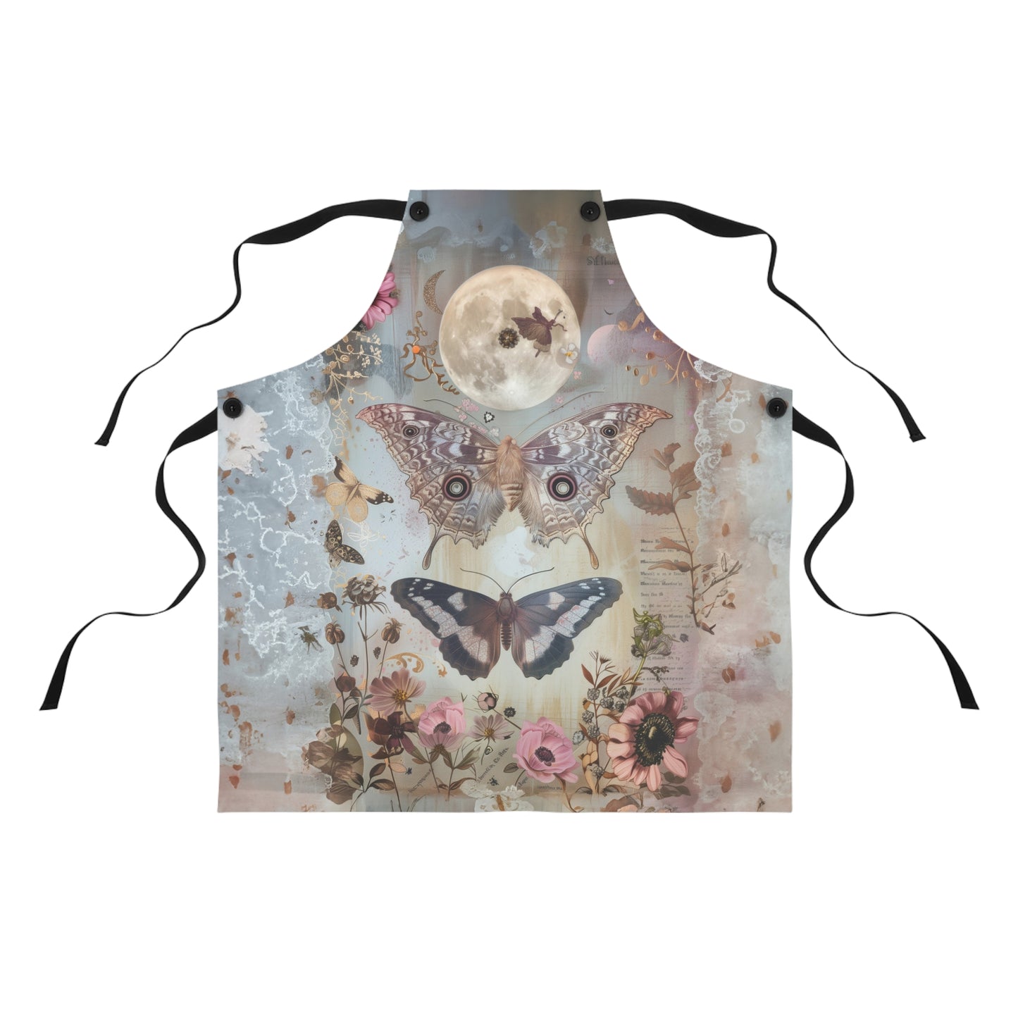 Mystical Moon with Flowers and Butterflies Kitchen Chef Apron