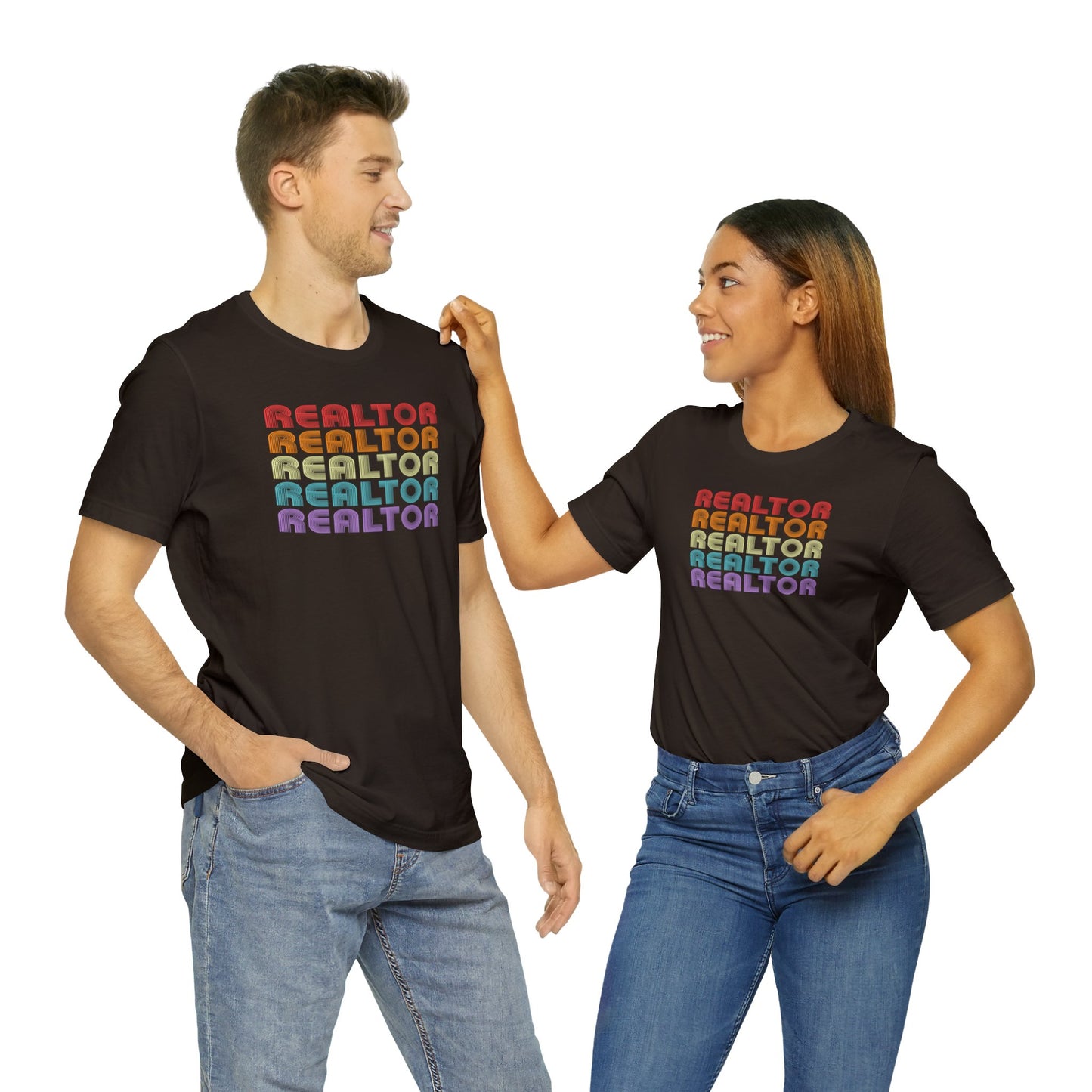 Retro Rainbow Realtor Design - Short Sleeve T-Shirt XS-5XL