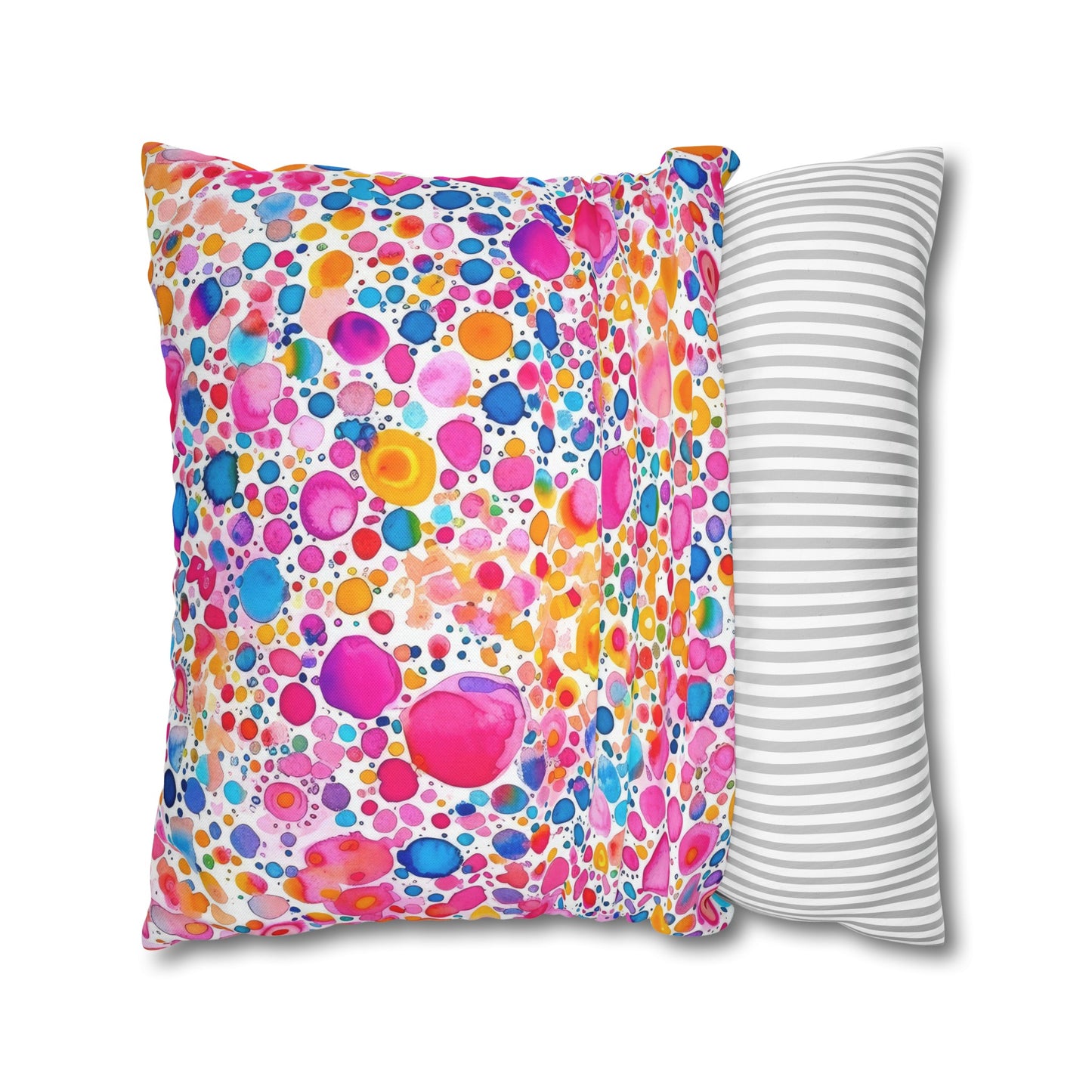 Prismatic Splatter: Rainbow Watercolor Explosion Spun Polyester Square Pillowcase 4 Sizes