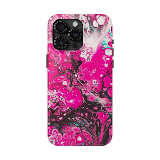 Pink, Black and White Alcohol Ink Design Iphone Tough Phone Case