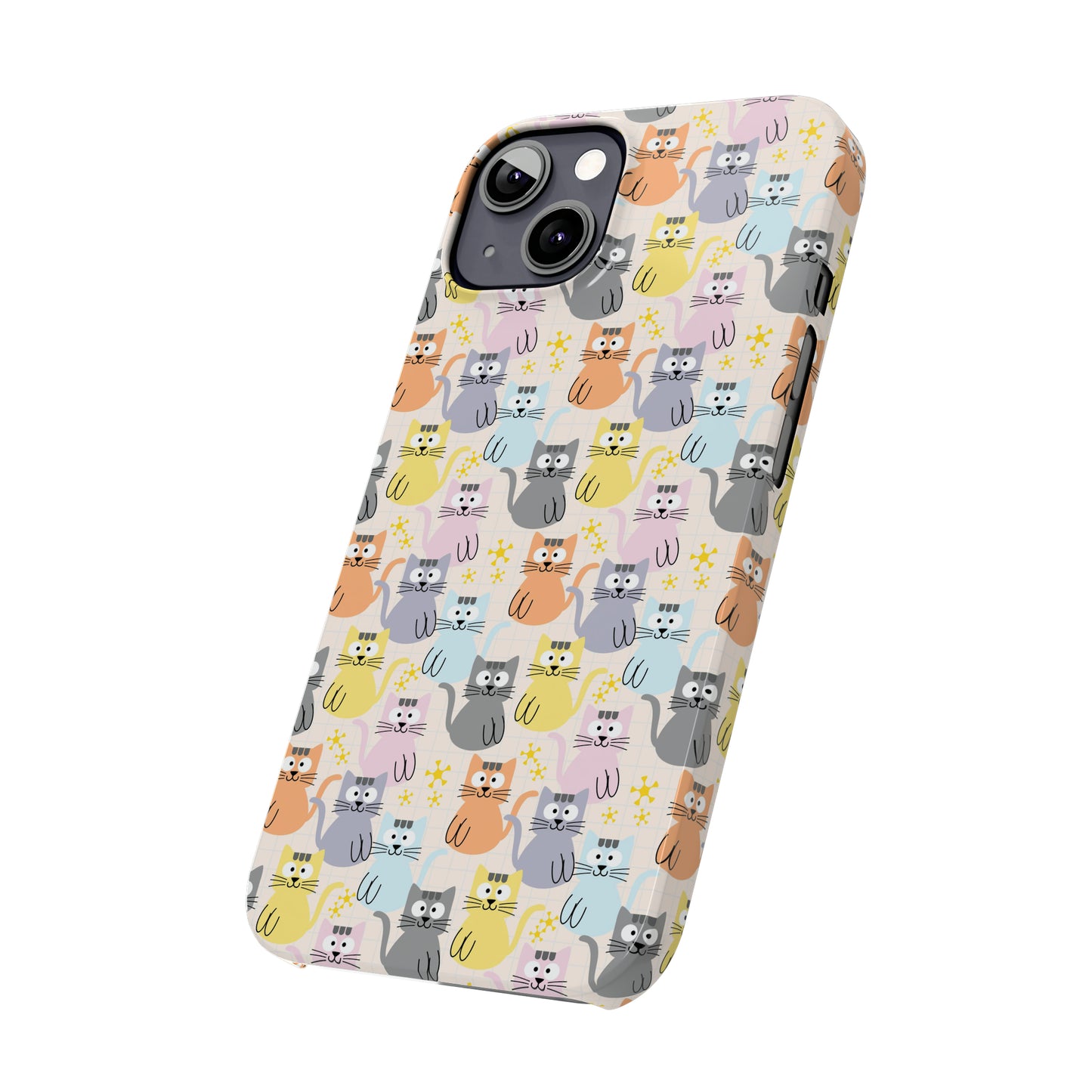 Adorable Cartoon Kitties: Pastel-Colored and Overflowing with Cuteness Iphone 15-12 Slim Phone Case