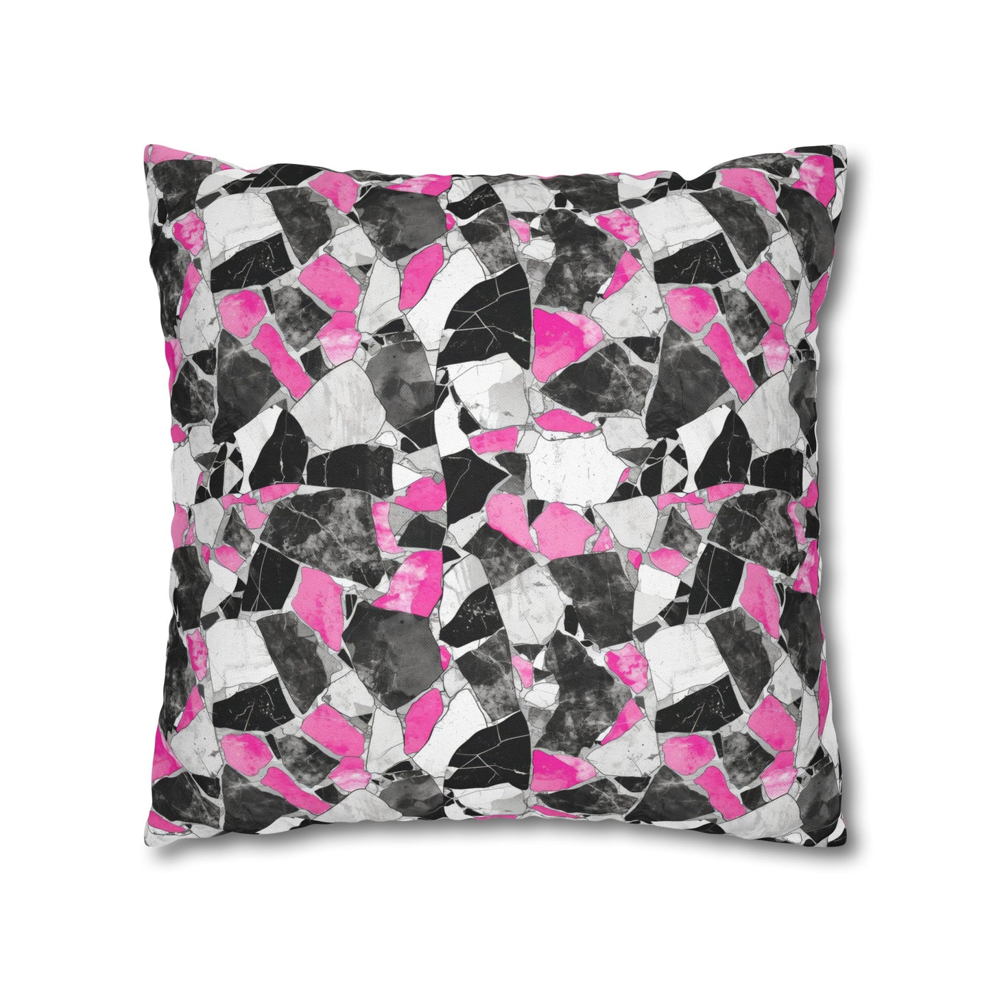 Chic Pink and Gray Mosaic Design Spun Polyester Square Pillowcase 4 Sizes