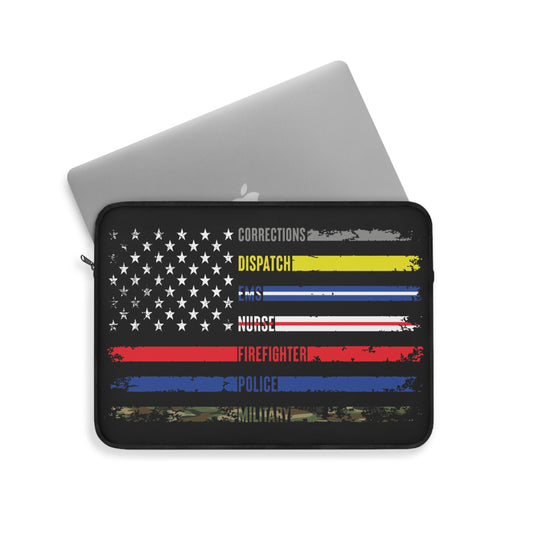 Solidarity Support Military, Police, Firefighter, Nurse, EMS, Dispatch Corrections Laptop or Ipad Protective Sleeve 3 Sizes Available