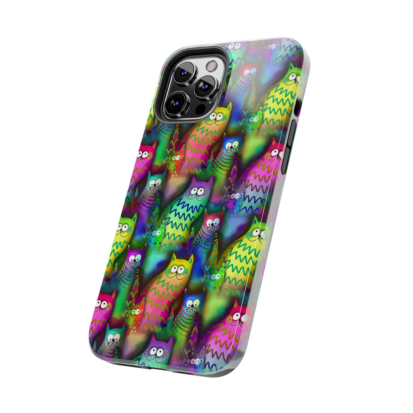 Neon Rainbow Cartoon Cats Iphone Tough Phone Case