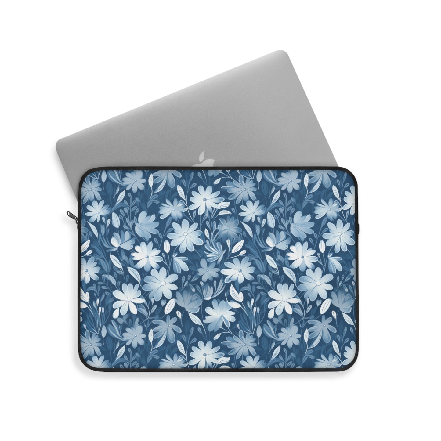 Gentle Elegance: Soft Muted Blue Flower Design - Laptop or Ipad Protective Sleeve 3 Sizes