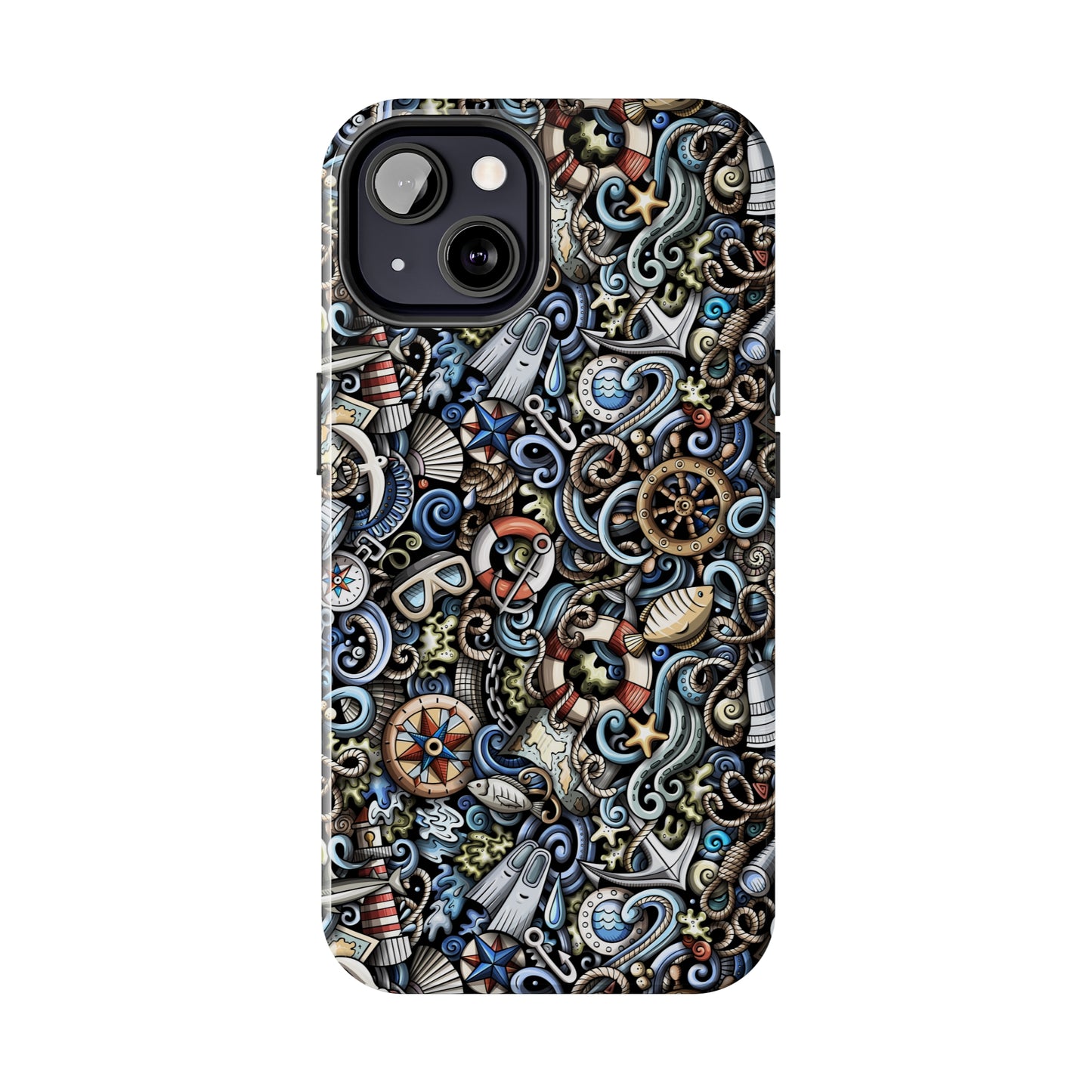 Nautical Ocean Navigation and Sealife Cartoon Design Iphone Tough Phone Case