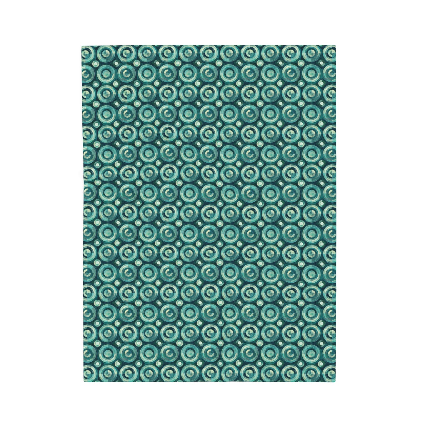 Oceanic Echoes of Layered Circles in Turquoise and Aqua Velveteen Plush Blanket 3 Sizes