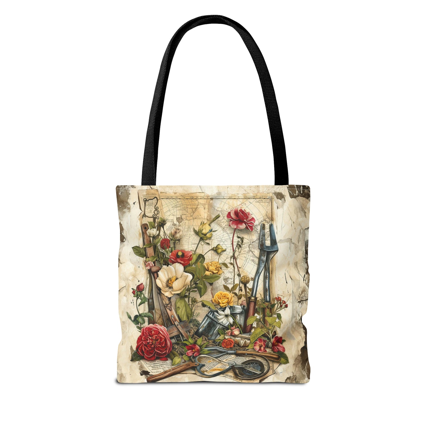 Green Thumb Essentials: Gardener's Tools and Planting Flowers Canvas Tote Bag - 3 Sizes