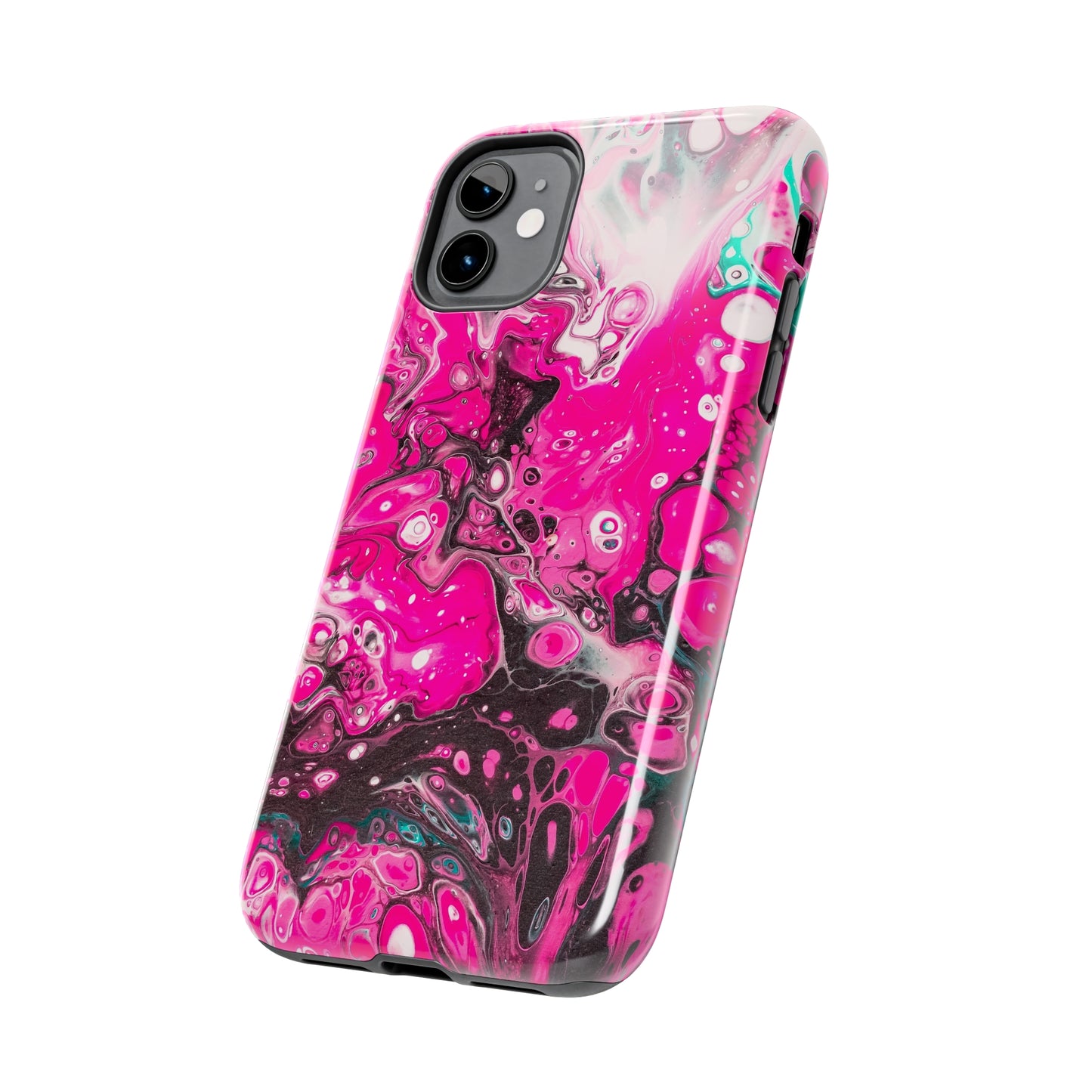 Pink, Black and White Alcohol Ink Design Iphone Tough Phone Case