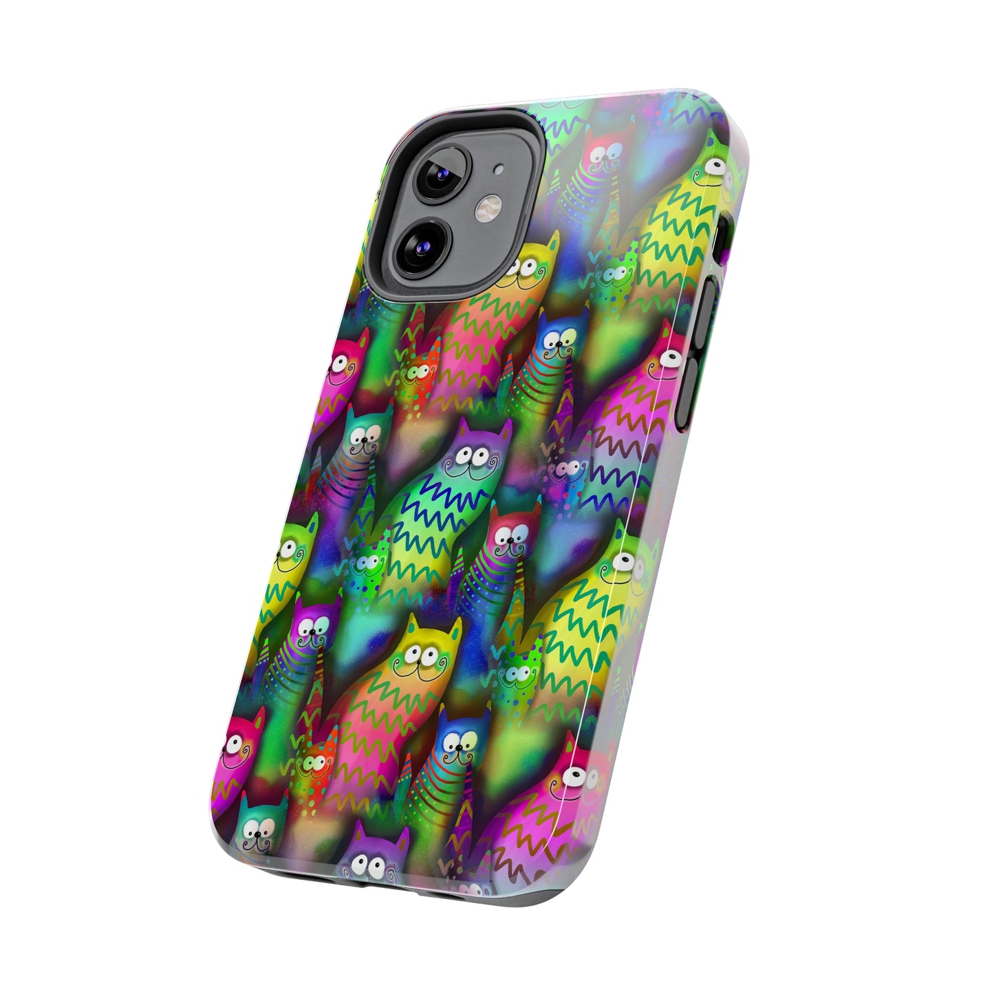 Neon Rainbow Cartoon Cats Iphone Tough Phone Case