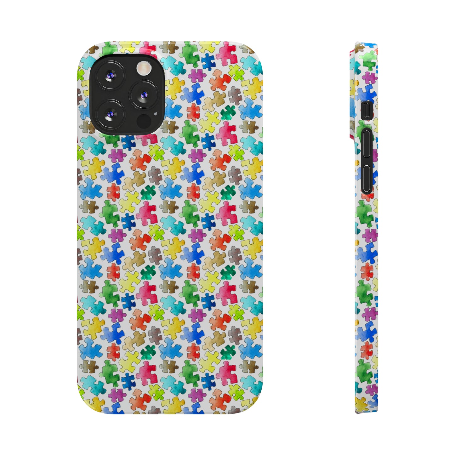 Rainbow Puzzle Pieces Iphone 15-12 Slim Phone Case