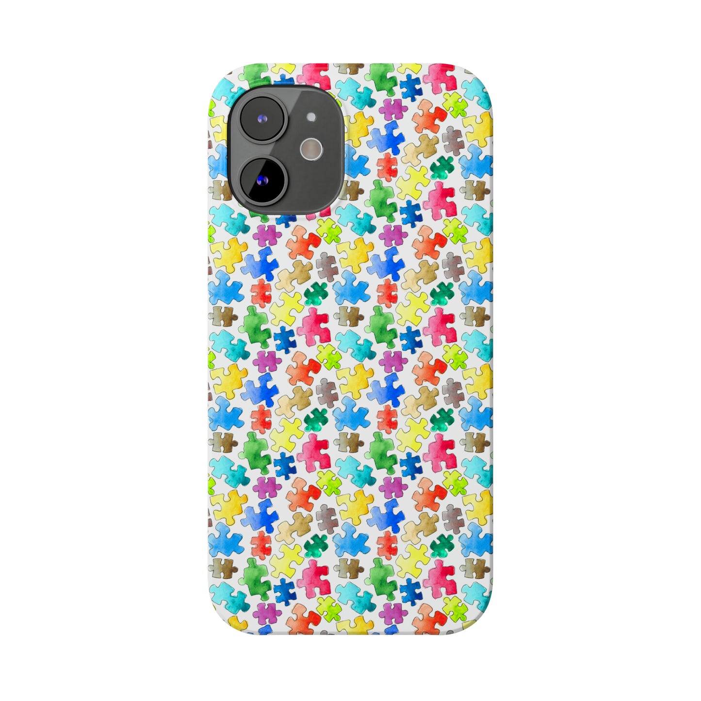 Rainbow Puzzle Pieces Iphone 15-12 Slim Phone Case