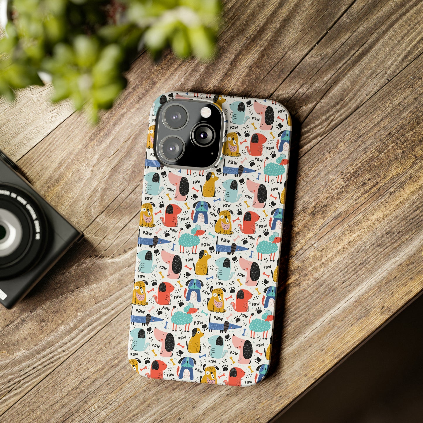 Playful Pups: Colorful Cartoon Dogs Iphone 15-12 Slim Phone Case